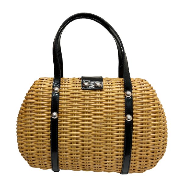 imgrc0086507104 Salvatore Ferragamo Vara Basket Bag Rattan Straw Black