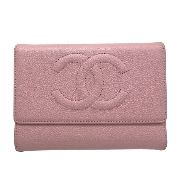 imgrc0086516493 CHANEL Trifold Wallet Caviar Skin Pink