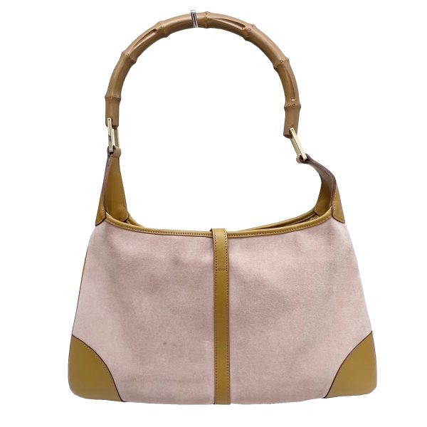 imgrc0086719308 GUCCI Bamboo Jackie One Shoulder Bag Leather Suede Pink Camel