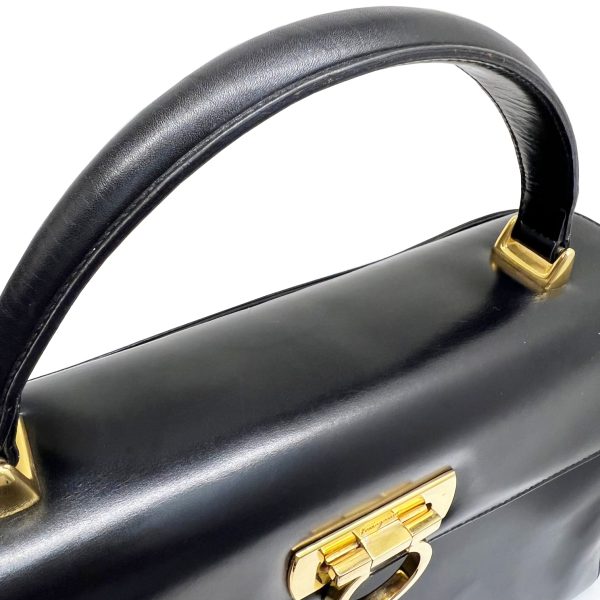 imgrc0086727475 Salvatore Ferragamo Gancini 2WAY Shoulder Handbag Calf Leather Black