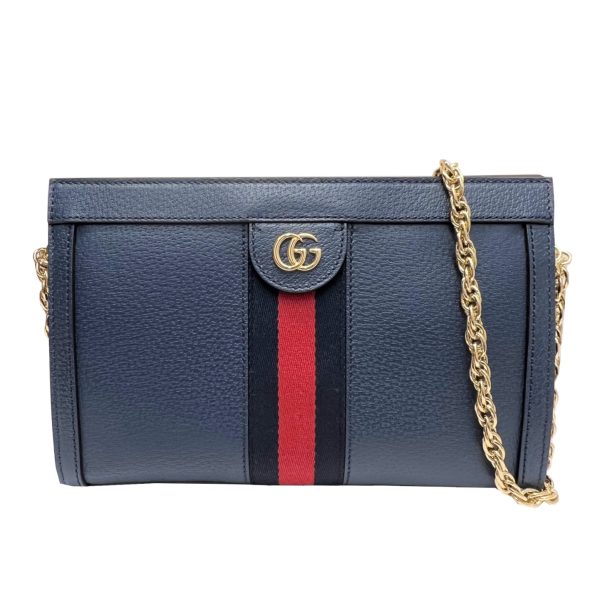 imgrc0086857941 GUCCI Ophidia Small Chain Shoulder Bag Leather Navy Red