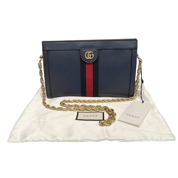 imgrc0086857947 GUCCI Ophidia Small Chain Shoulder Bag Leather Navy Red