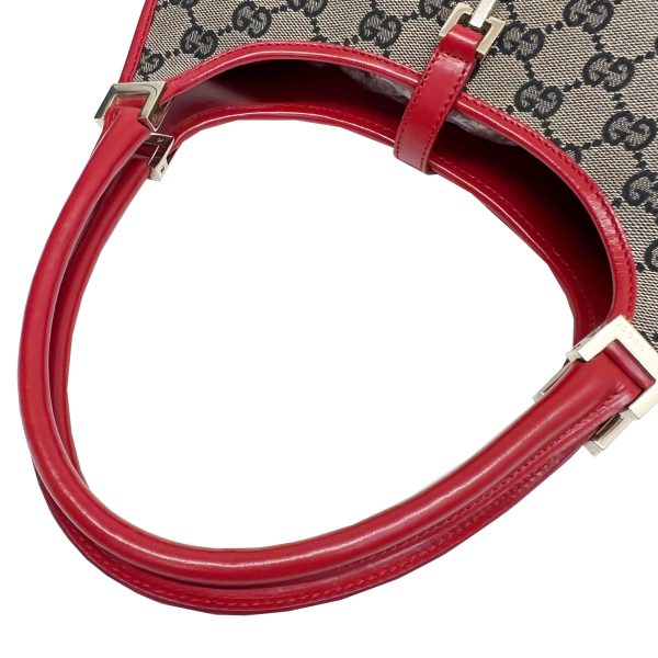 imgrc0086858550 GUCCI GG Canvas Jackie Shoulder Bag Red Leather