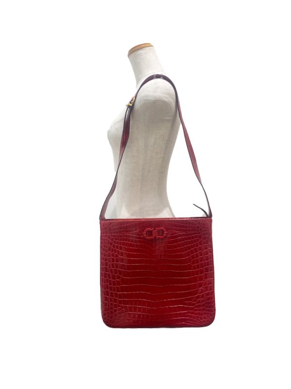 imgrc0086902623 Salvatore Ferragamo Shoulder Bag Croco Embossed Leather Red