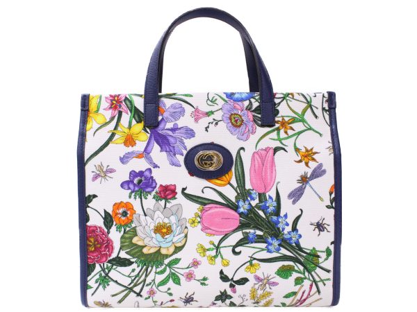 imgrc0087064576 Gucci 2way Bag Floral Pattern White Navy