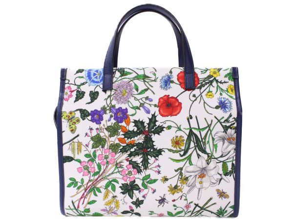 imgrc0087064577 Gucci 2way Bag Floral Pattern White Navy