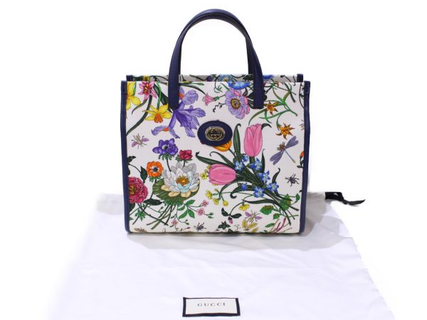 imgrc0087064606 Gucci 2way Bag Floral Pattern White Navy