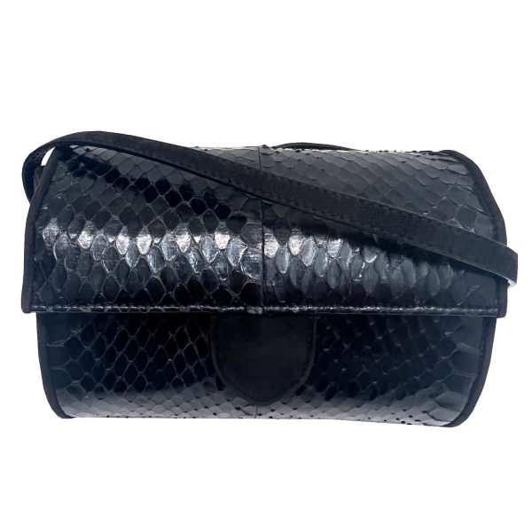 imgrc0087090502 Salvatore Ferragamo Shoulder Bag Python Leather Suede Black