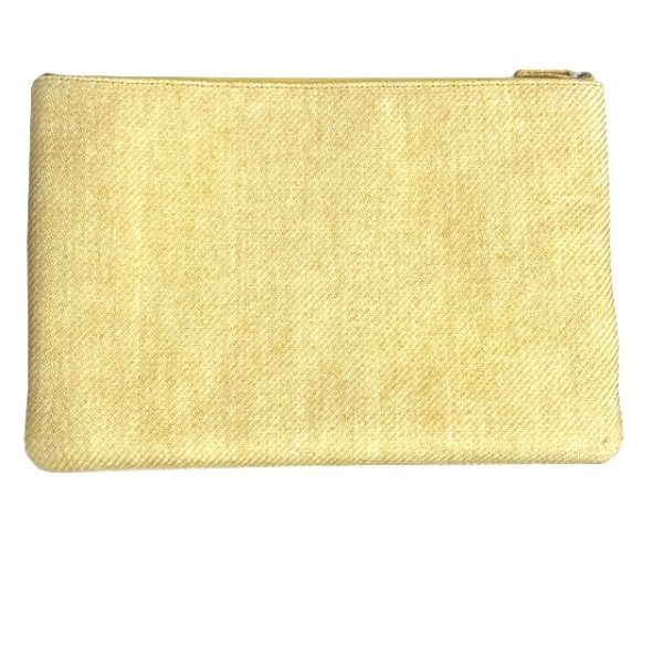 imgrc0087280807 CHANEL Deauville Clutch Bag Fabric Yellow