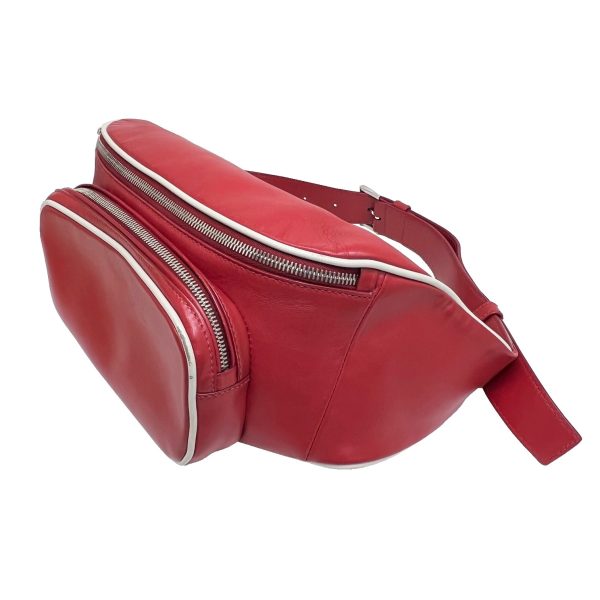 imgrc0087298786 PRADA Leather Waist Bag Waist Pouch Body Bag Red