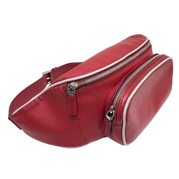 imgrc0087298787 PRADA Leather Waist Bag Waist Pouch Body Bag Red