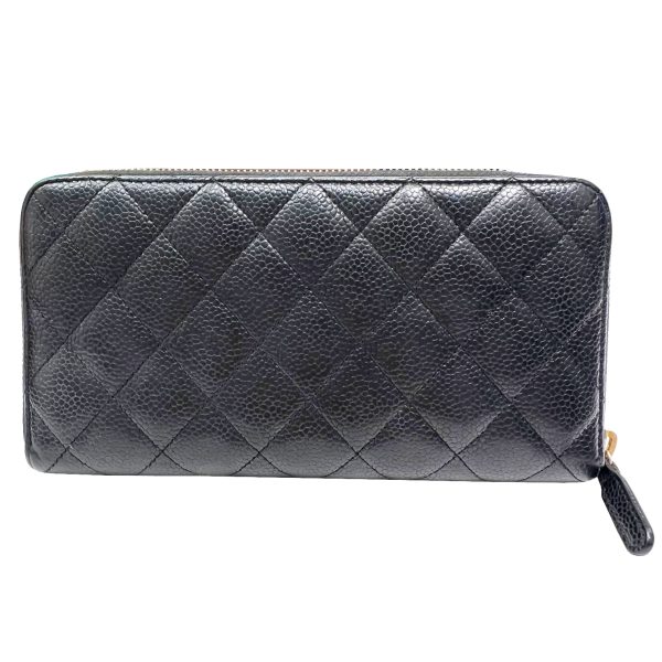 imgrc0087320358 CHANEL Coco Mark Round Zipper Long Wallet Black Caviar