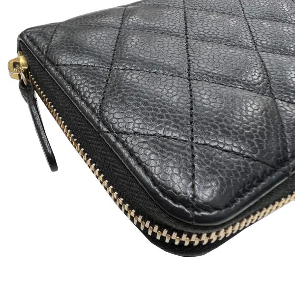 imgrc0087320362 CHANEL Coco Mark Round Zipper Long Wallet Black Caviar