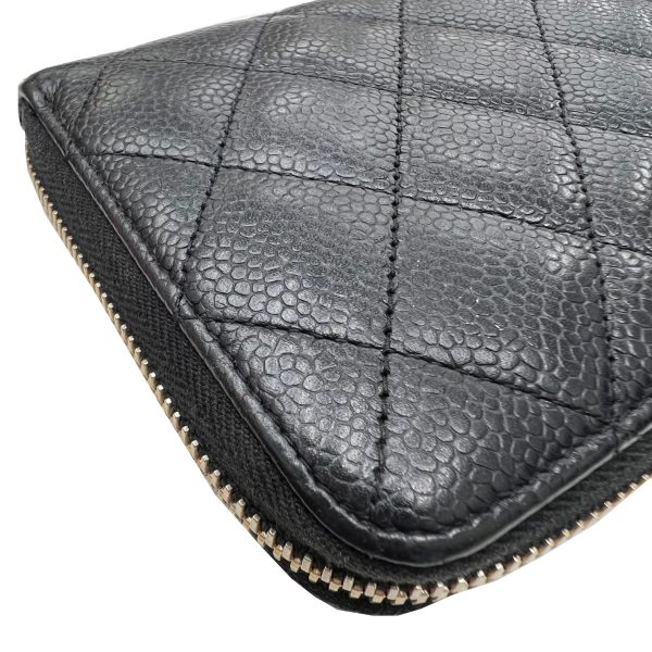 imgrc0087320366 CHANEL Coco Mark Round Zipper Long Wallet Black Caviar