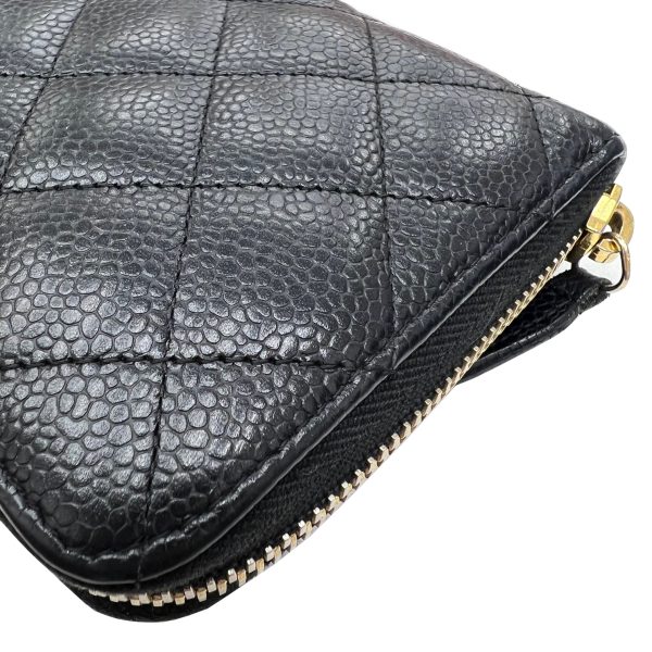 imgrc0087320368 CHANEL Coco Mark Round Zipper Long Wallet Black Caviar