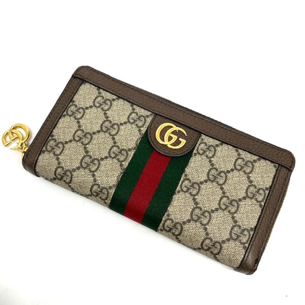 imgrc0087501601 GUCCI Round Zipper Long Wallet Ophidia GG Beige Red Green