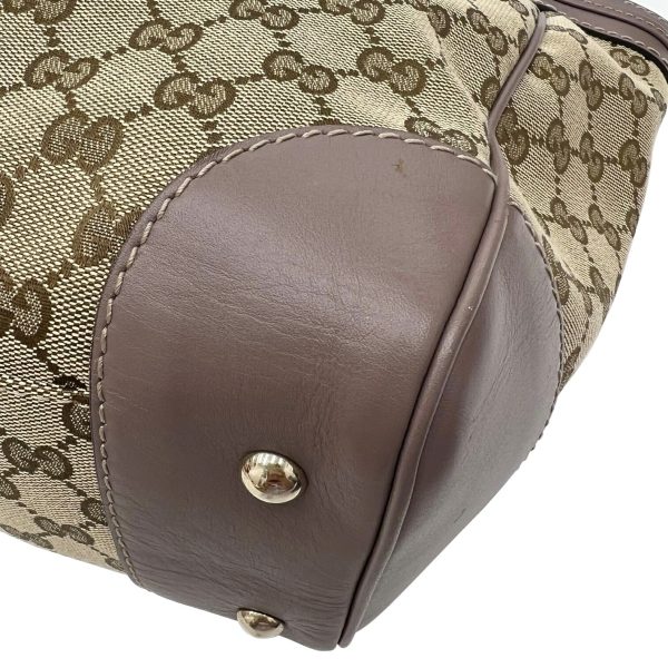 imgrc0087657867 GUCCI GG Canvas Tote Bag Handbag Ribbon Beige Lavender Gray