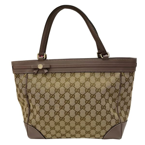 imgrc0087657871 GUCCI GG Canvas Tote Bag Handbag Ribbon Beige Lavender Gray