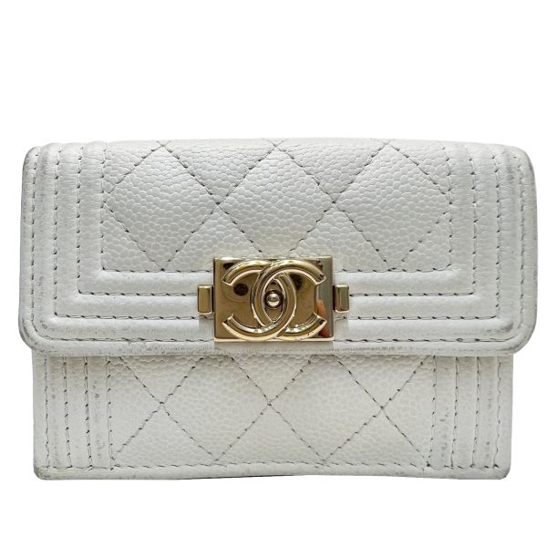 imgrc0087665174 CHANEL Boy Chanel Trifold Wallet Caviar Skin White