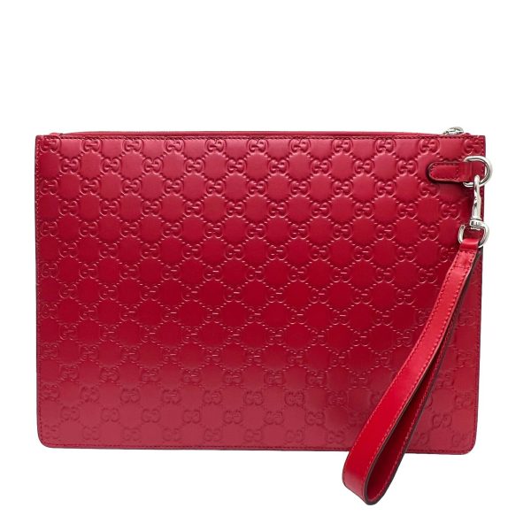 imgrc0087718434 GUCCI Logo Clutch Bag Leather Red