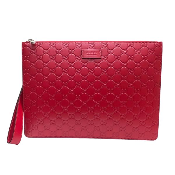 imgrc0087718435 GUCCI Logo Clutch Bag Leather Red