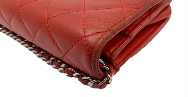 imgrc0087723693 CHANEL Chain Wallet Logo Chain Shoulder Bag Matelasse Rum Rouge