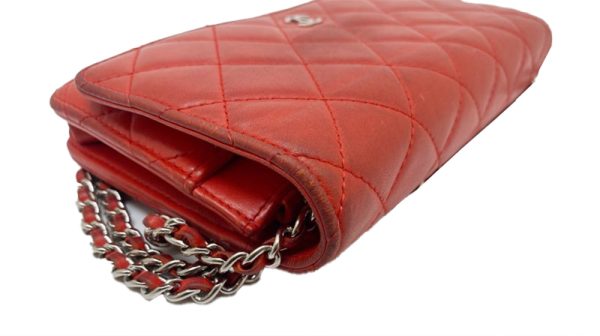 imgrc0087723694 CHANEL Chain Wallet Logo Chain Shoulder Bag Matelasse Rum Rouge