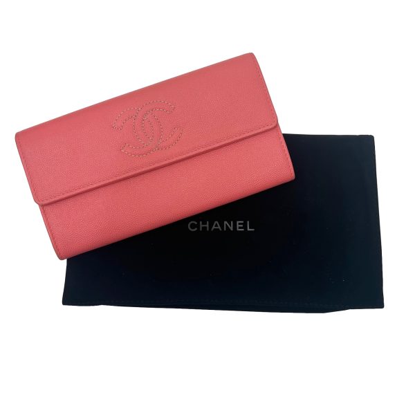 imgrc0087865460 CHANEL Long Wallet Coco Mark Caviar Skin Pink