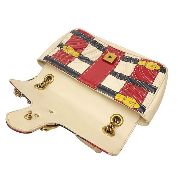 imgrc0087865544 GUCCI GG Marmont Quilted Small Shoulder Bag White Red Navy