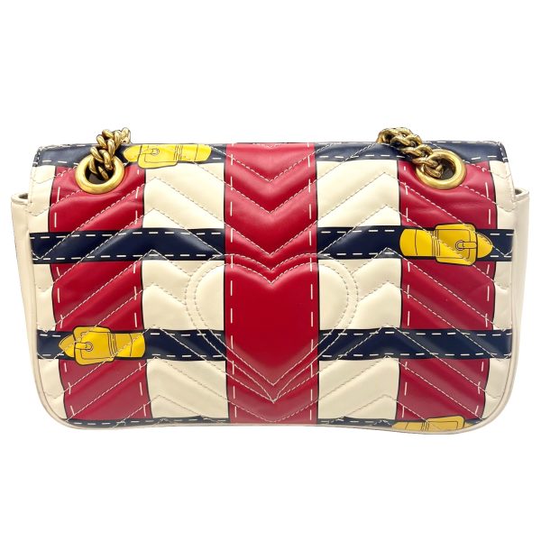 imgrc0087865546 GUCCI GG Marmont Quilted Small Shoulder Bag White Red Navy