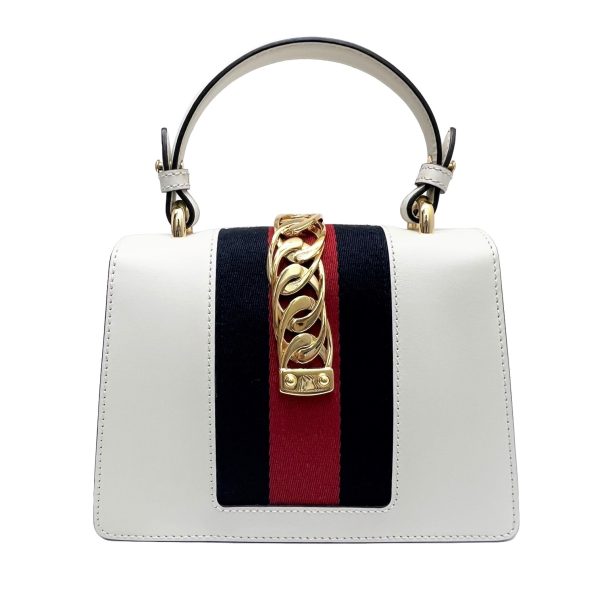 imgrc0087878912 GUCCI Sylvie Embroidered Mini Handbag Shoulder Bag White