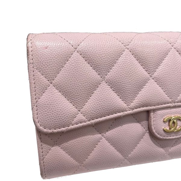 imgrc0087909224 CHANEL Matelasse Long Wallet Caviar Grained Calf Pink