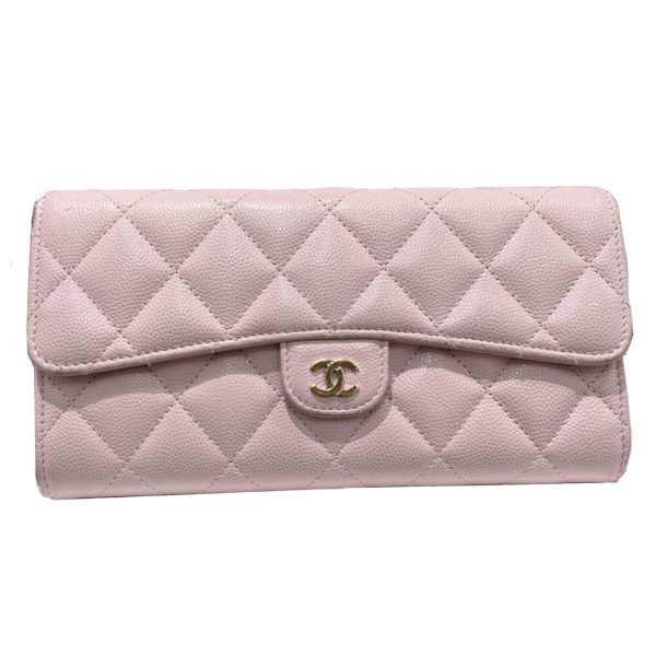 imgrc0087909229 CHANEL Matelasse Long Wallet Caviar Grained Calf Pink