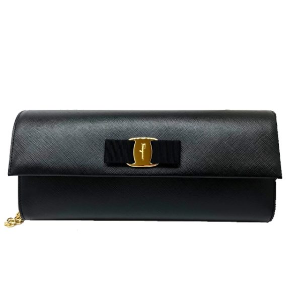 imgrc0087911695 Ferragamo Chain Shoulder Bag Clutch Bag Nero Black