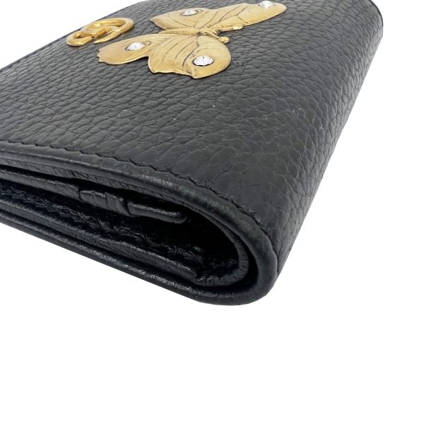 imgrc0088057603 GUCCI Butterfly Mini Wallet GG Marmont Leather Black