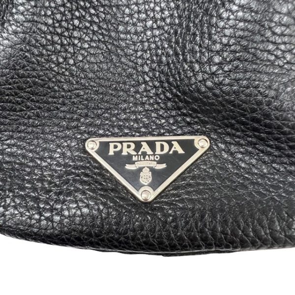 imgrc0088196711 PRADA Logo Plate Shoulder Bag Leather Black Silver