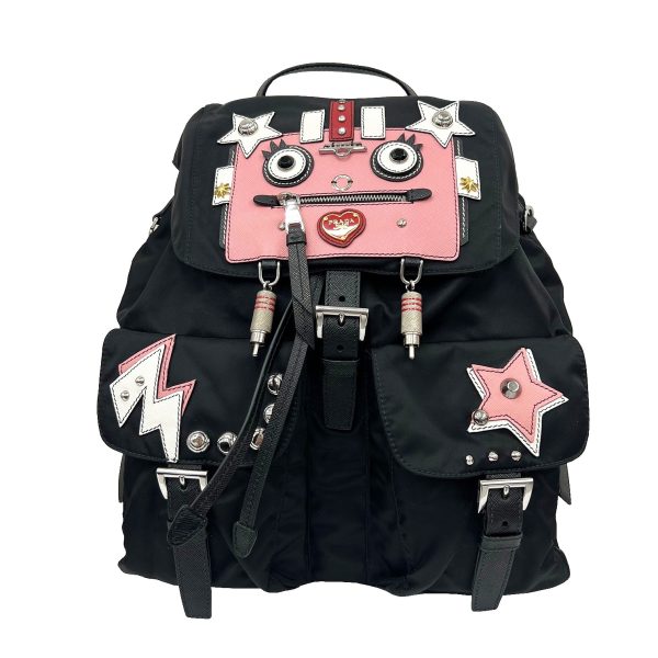 imgrc0088264614 PRADA Rucksack Backpack Robot Nylon Leather Black Pink