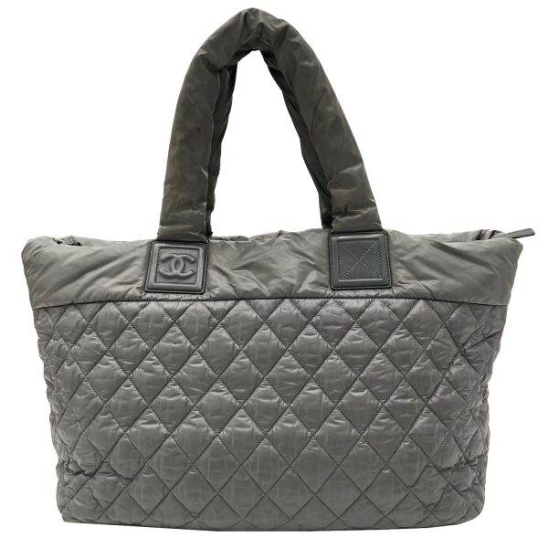 imgrc0088399022 CHANEL Coco Cocoon Tote Bag GM Handbag Nylon Leather Gray