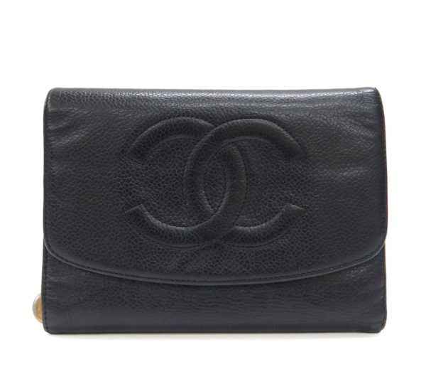 imgrc0088406702 Chanel Caviar Skin Trifold Wallet Leather Black