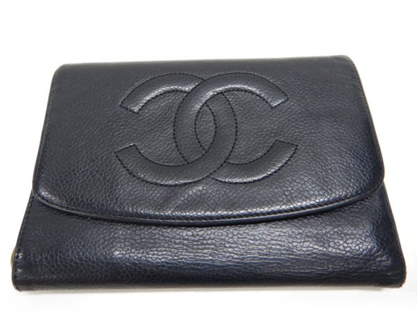 imgrc0088406706 Chanel Caviar Skin Trifold Wallet Leather Black