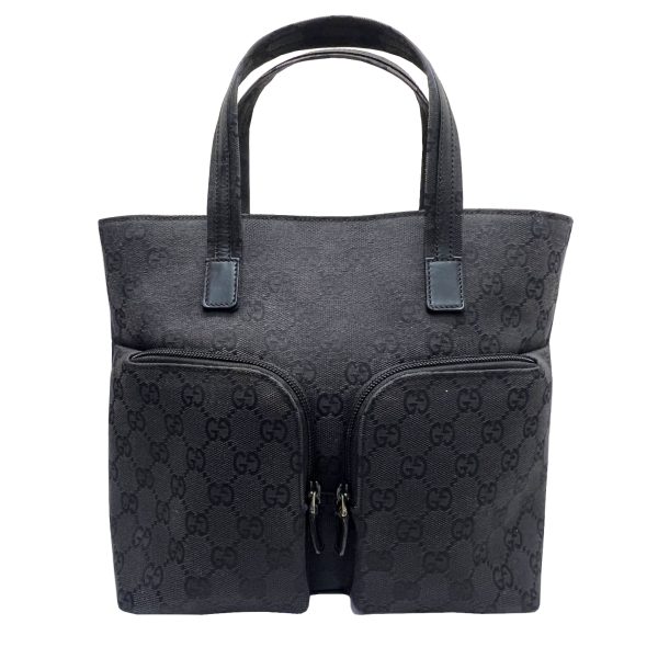 imgrc0088701986 GUCCI GG Canvas W Pocket Tote Bag Handbag Black