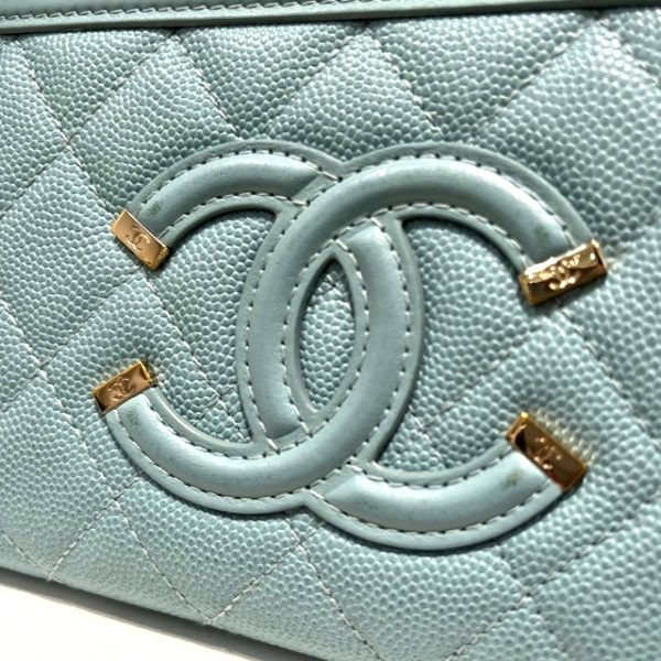 imgrc0088882041 CHANEL CC Filigree Zip Wallet Coco Mark Matelasse Light Blue