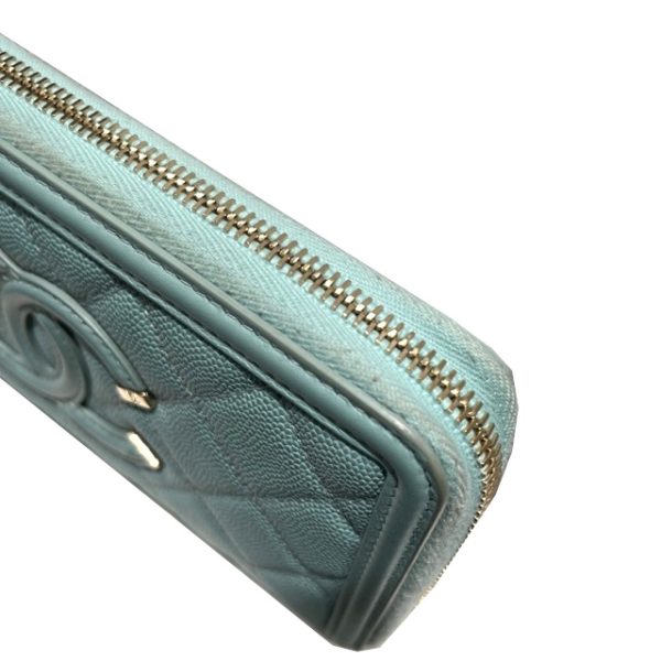 imgrc0088882047 CHANEL CC Filigree Zip Wallet Coco Mark Matelasse Light Blue