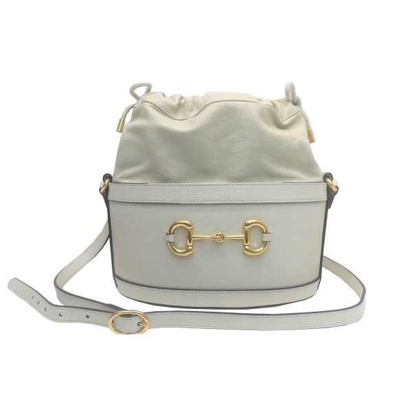 imgrc0088887642 GUCCI Horsebit 1955 Bucket Bag Shoulder Bag Leather White