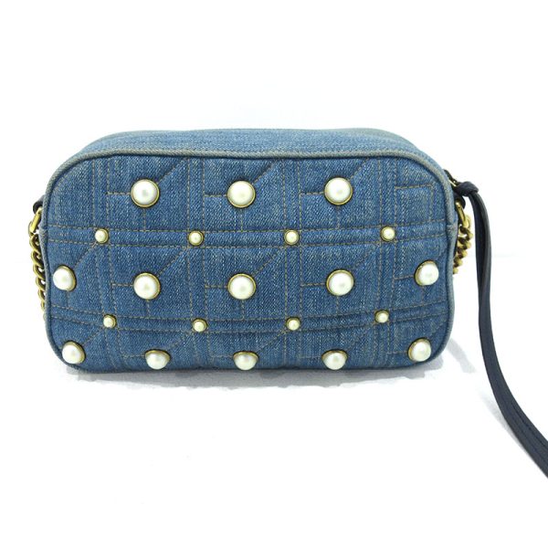 imgrc0088961542 Gucci Gg Marmont Denim Pearl Chain Shoulder Bag Blue