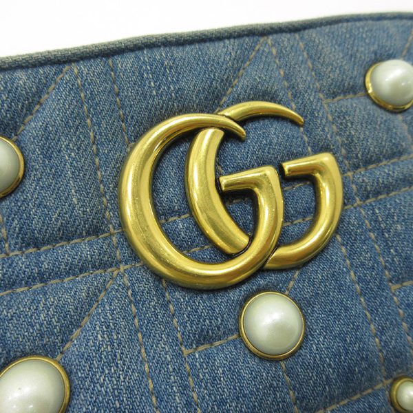 imgrc0088961550 Gucci Gg Marmont Denim Pearl Chain Shoulder Bag Blue