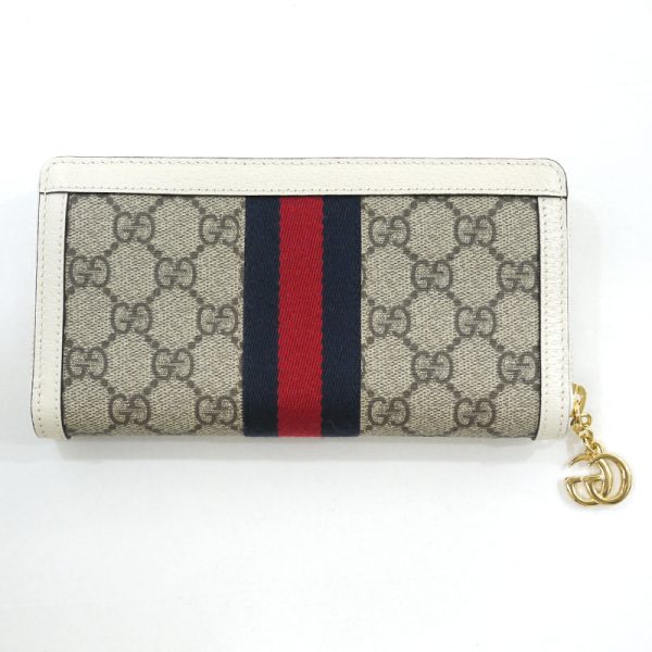 imgrc0089087119 Gucci Ophidia Web Stripe Zip Around Wallet White Beige