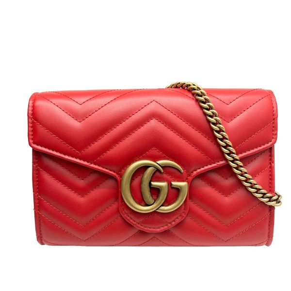 imgrc0089129821 GUCCI Quilted Mini Bag GG Marmont Leather Red