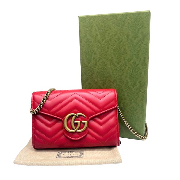 imgrc0089129822 GUCCI Quilted Mini Bag GG Marmont Leather Red