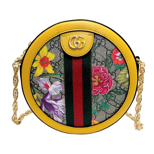 imgrc0089138523 GUCCI Ophidia Flora GG Mini Round Shoulder Bag Yellow